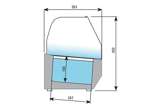 Kølevitrine - Køleopsats 2,3 x 0,35 m - for 11 x GN 1/4 Beholdere