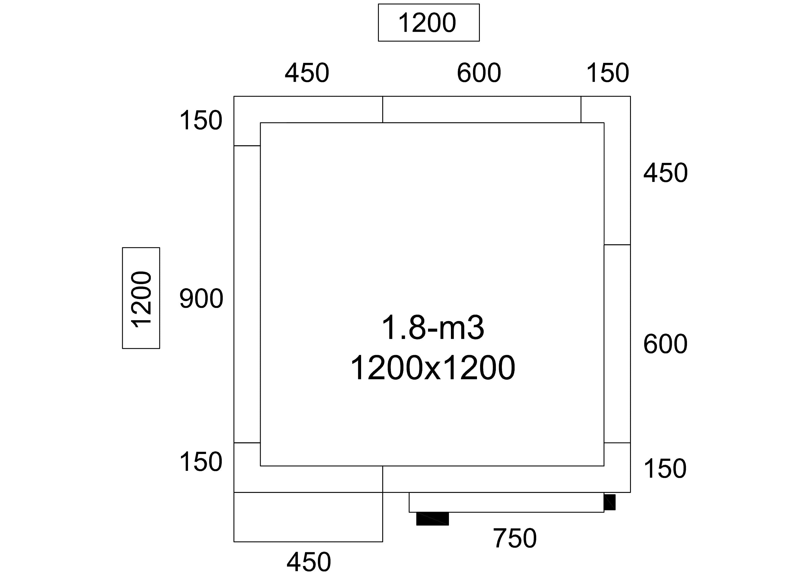 Kølerum - 1,2 x 1,2 m – højde: 2,01 m - 1,8 m³