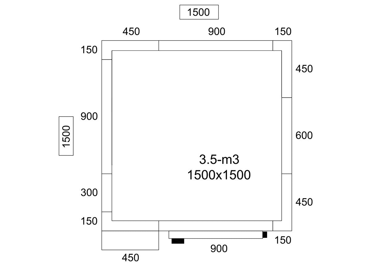 Kølerum - 1,5 x 1,5 m – højde: 2,01 m - 3,5 m³