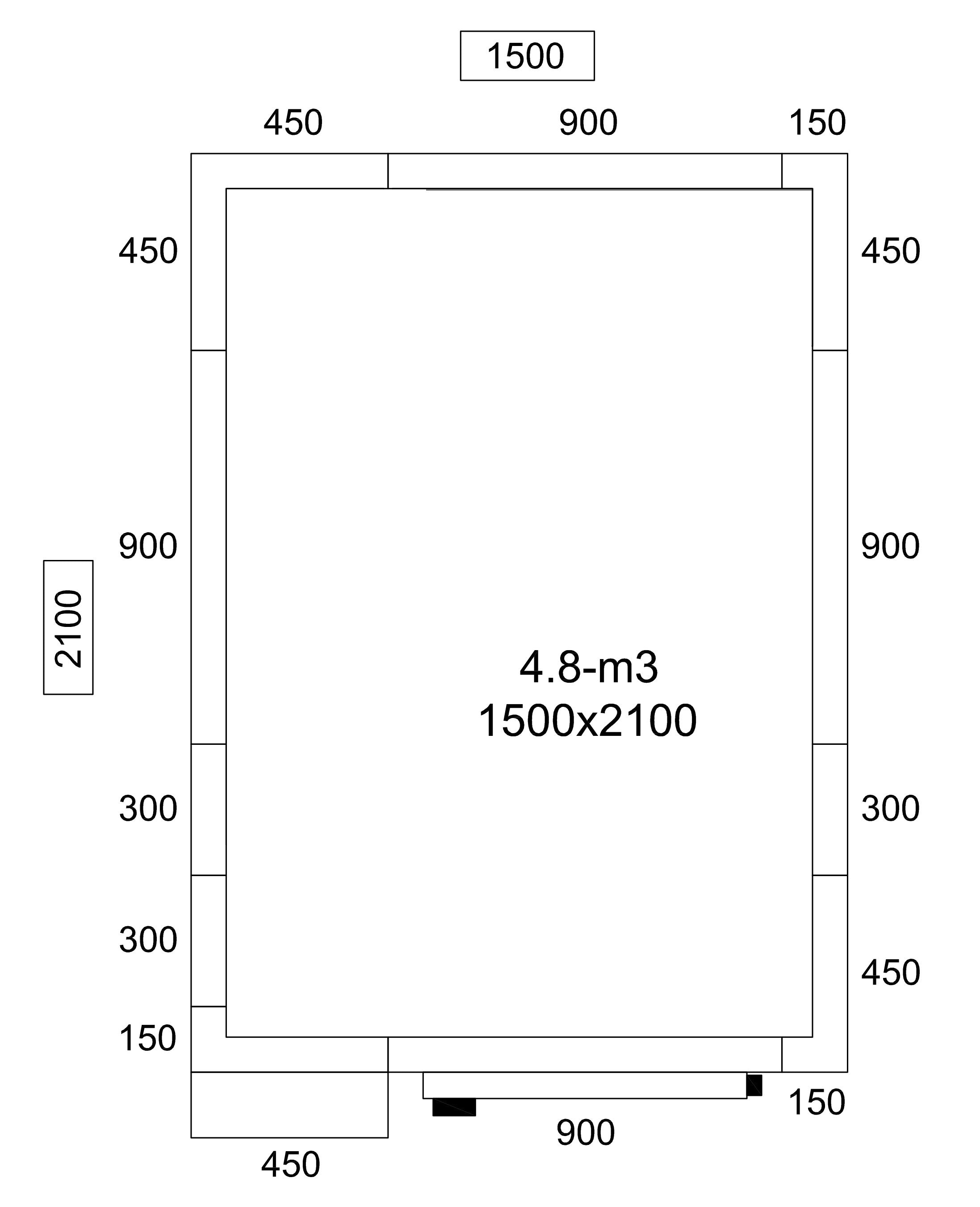 Kølerum - 1,5 x 2,1 m – højde: 2,01 m - 4,8 m³