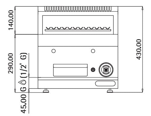 Gas lavastensgrill (7 kW) - vippelig grillrist inkl. understel med 1 dør