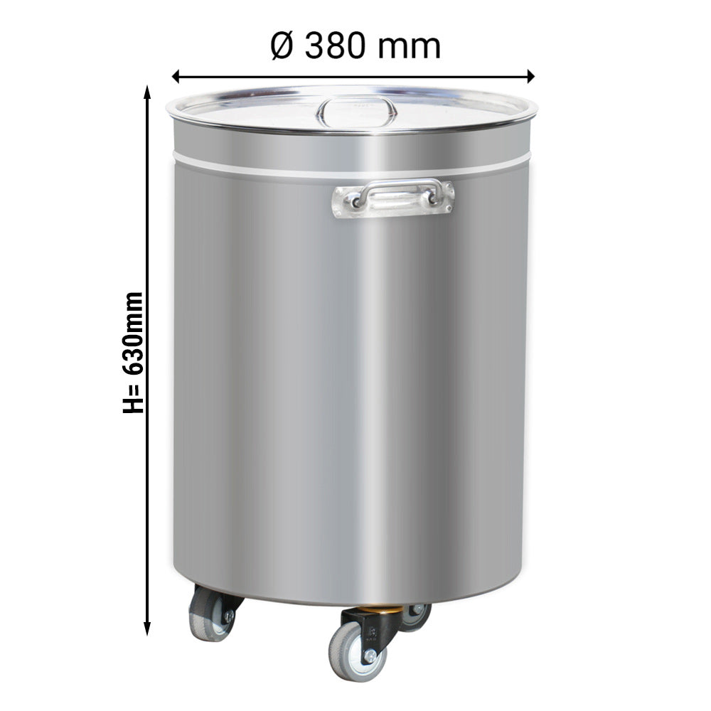 Affaldsspand i rustfrit stål - 50 liter - med løftelåg