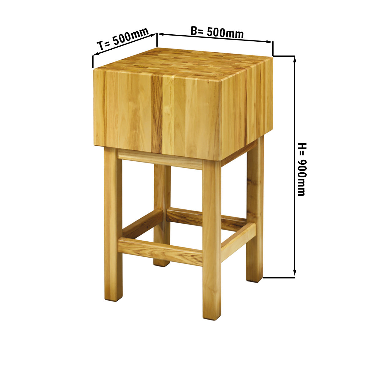 Arbejdsbord / Slagterblok bord af akacietræ - 50 x 50 cm