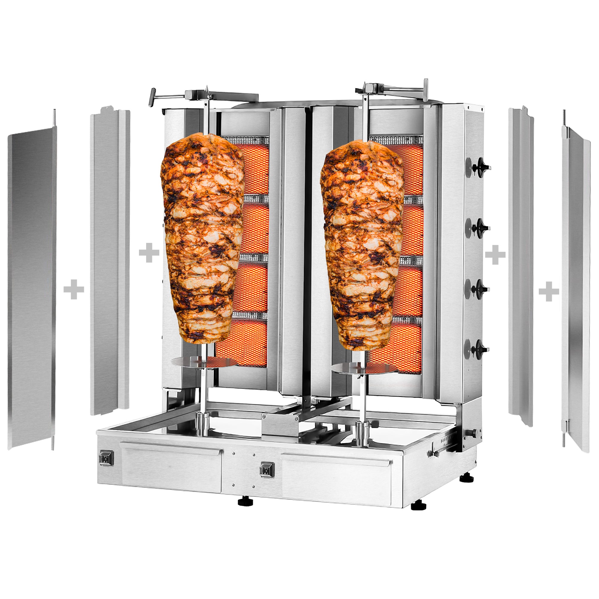 Kebabsteger - 4+4 brændere - max. 120 kg - inkl. beskyttelsesplade