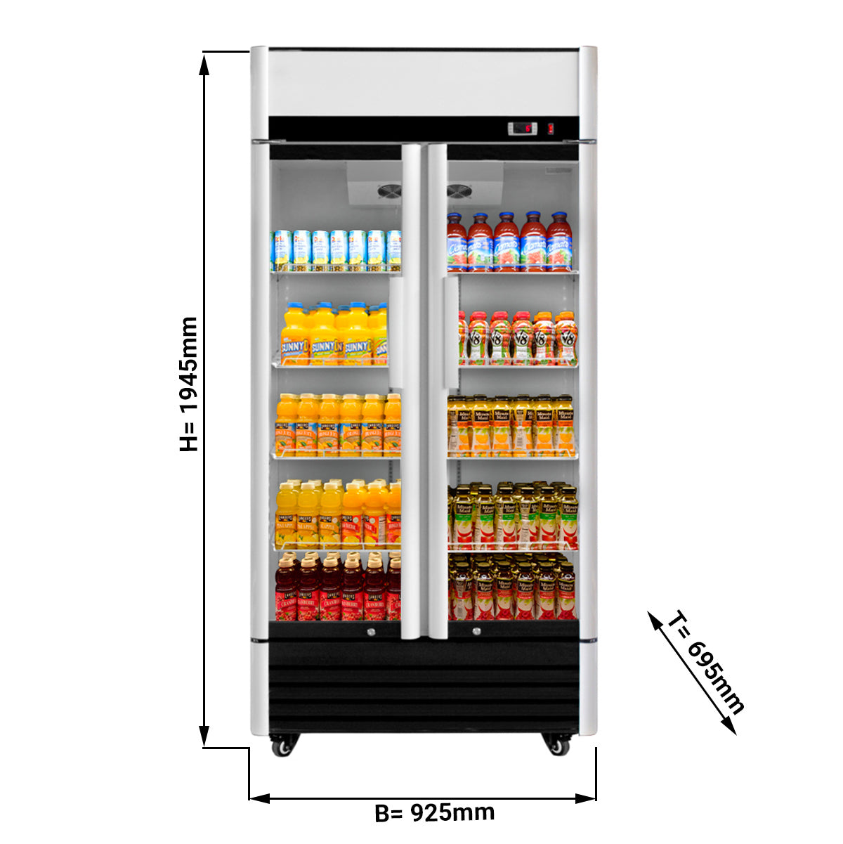 Flaskekøleskab 0,92 x 0,69 m - med 2 døre