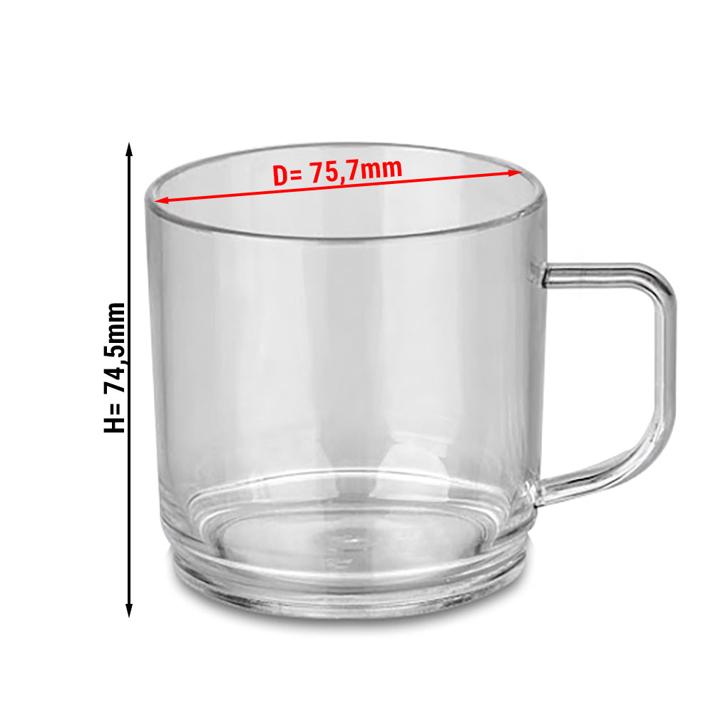Polycarbonat te / kaffekop, clear - 200 ml - 50 stykker