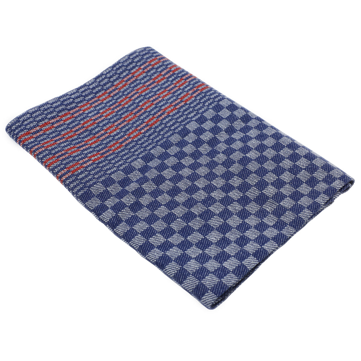 (150 stk) Håndklæde i halvlinned - 50 x 100 cm - blåternet med røde striber
