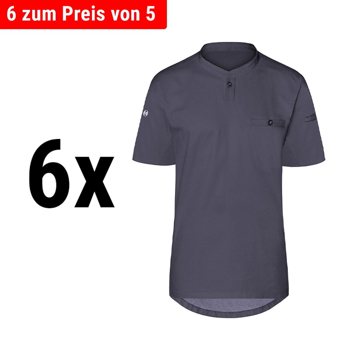(6 stk) Karlowsky - Kortærmet arbejdsskjorte til herrer Performance - Antracit - Størrelse: 4XL
