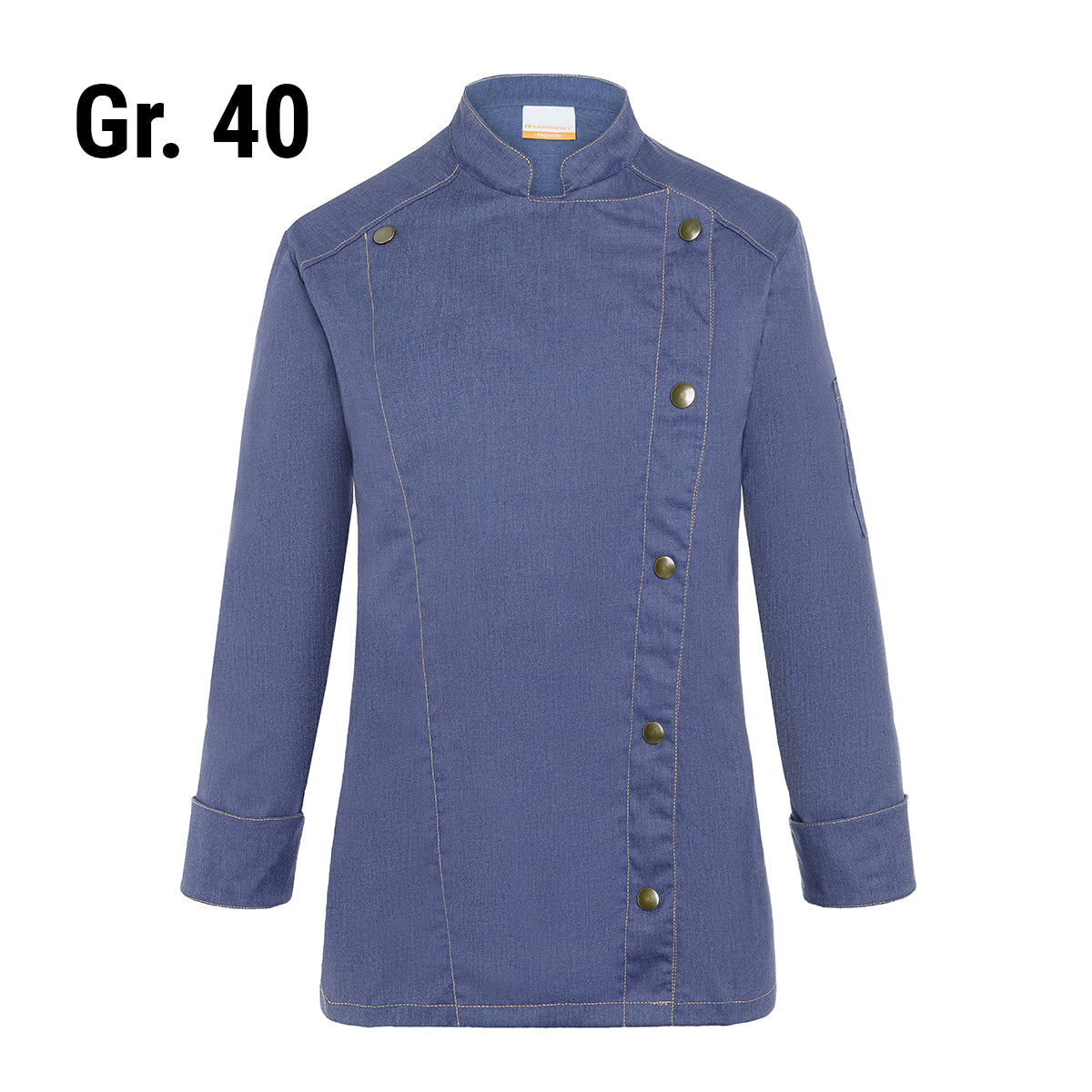 Karlowsky dame kokkejakke i jeans-stil - vintage blå - størrelse: 40
