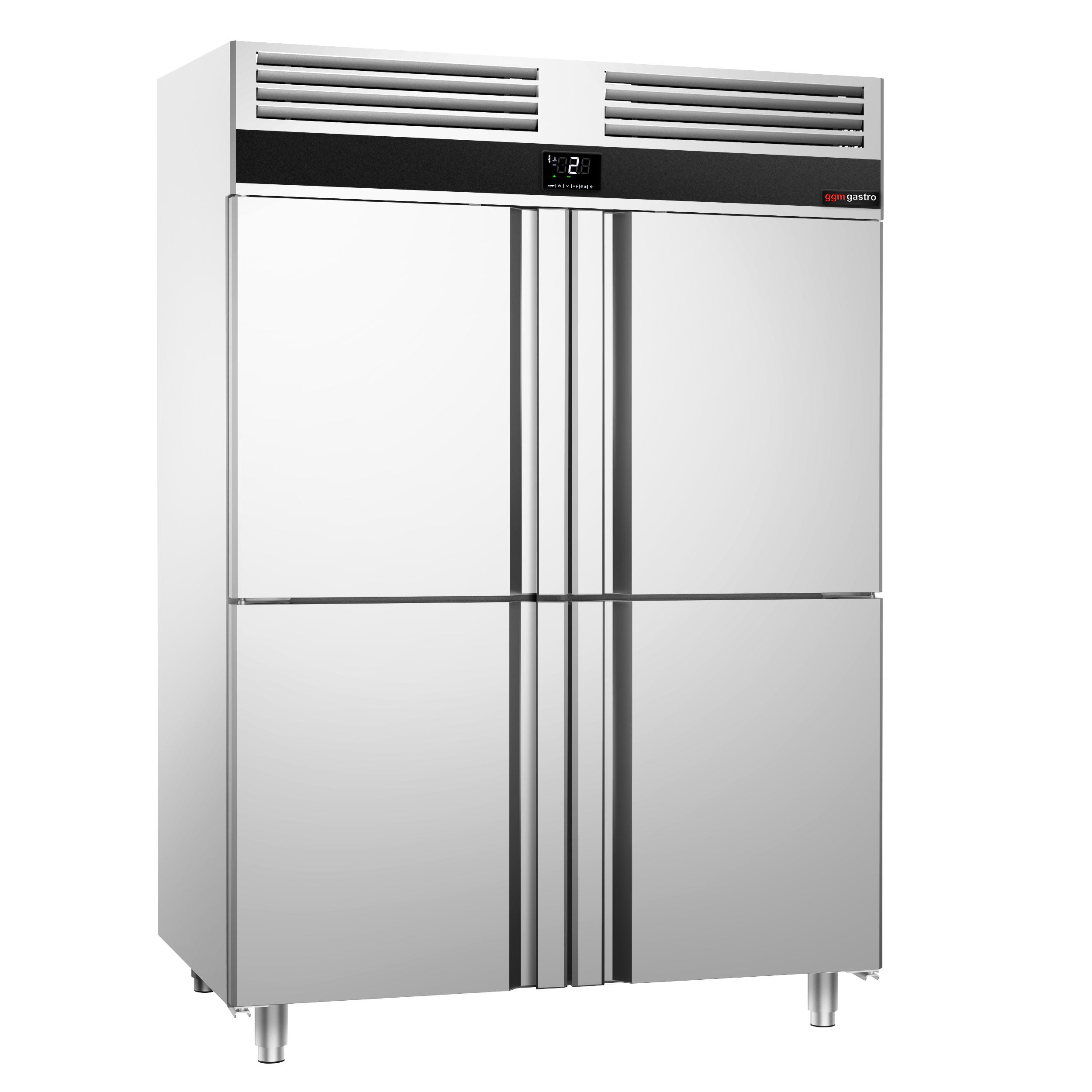 Køleskab - 1,4 x 0,81 m - med 4 rustfrie halvdøre
