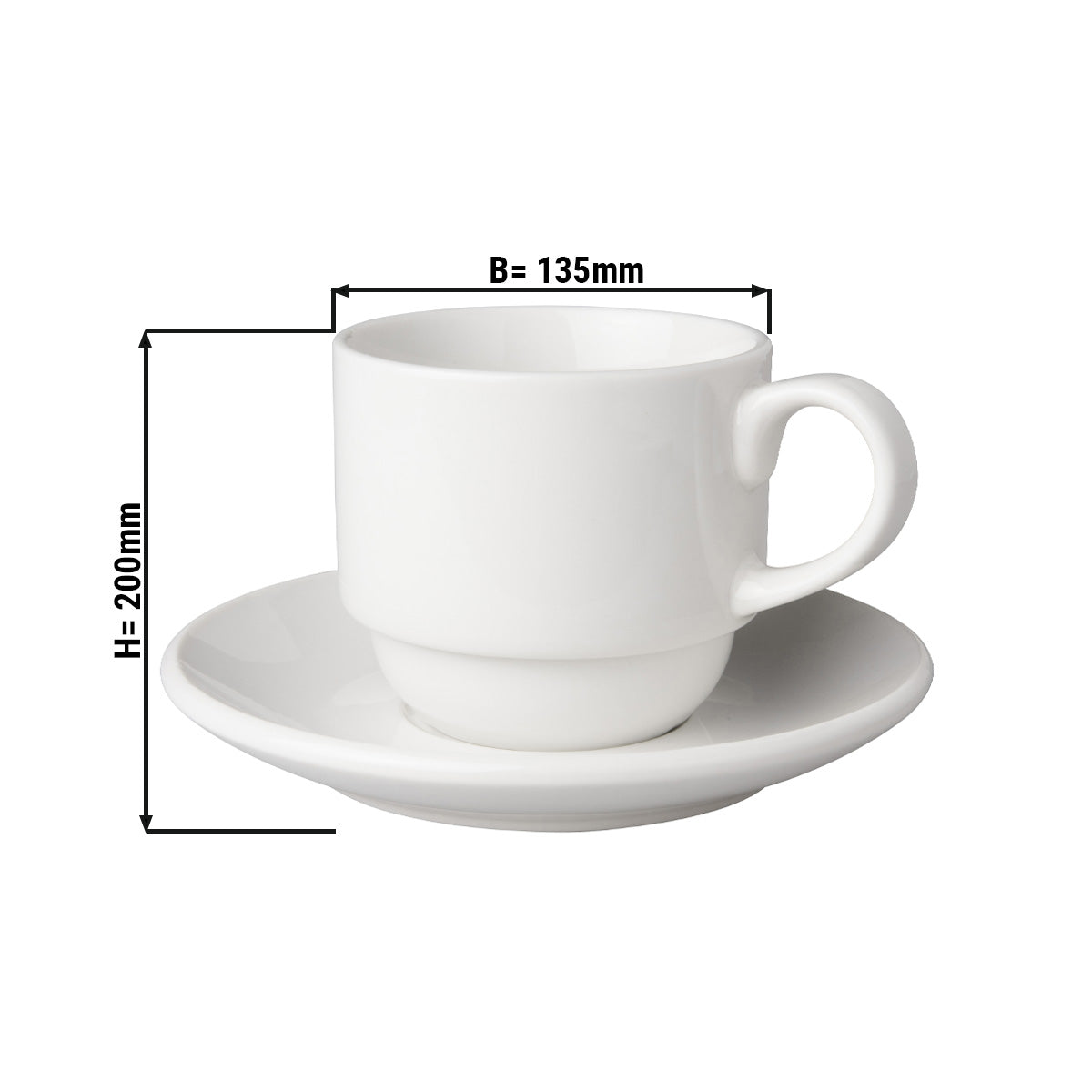 (6 stk.) Kaffekopper + underkopper Mammoet - 20 cl - Hvid