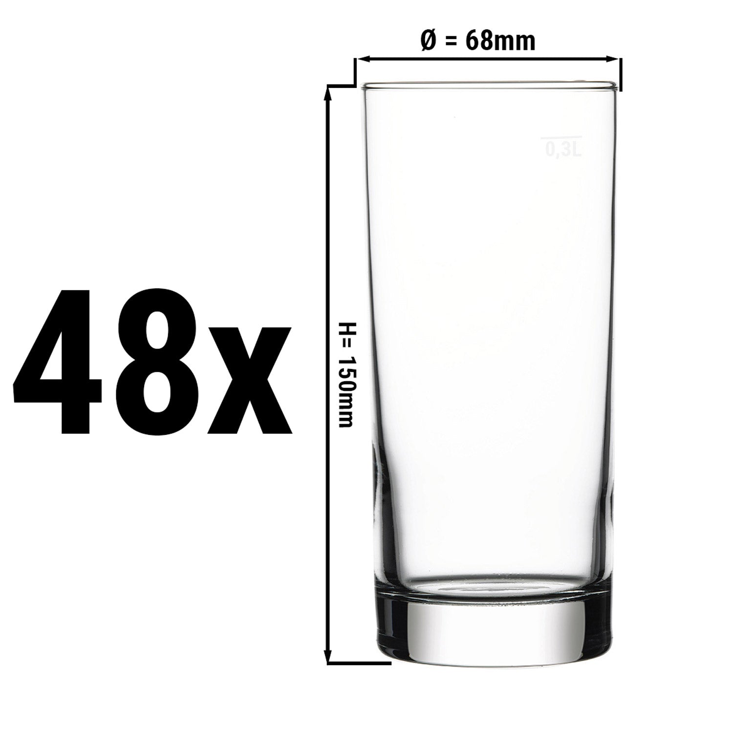(48 stk) Ølglas - CHICAGO - 380 ml - kalibreret til 300 ml