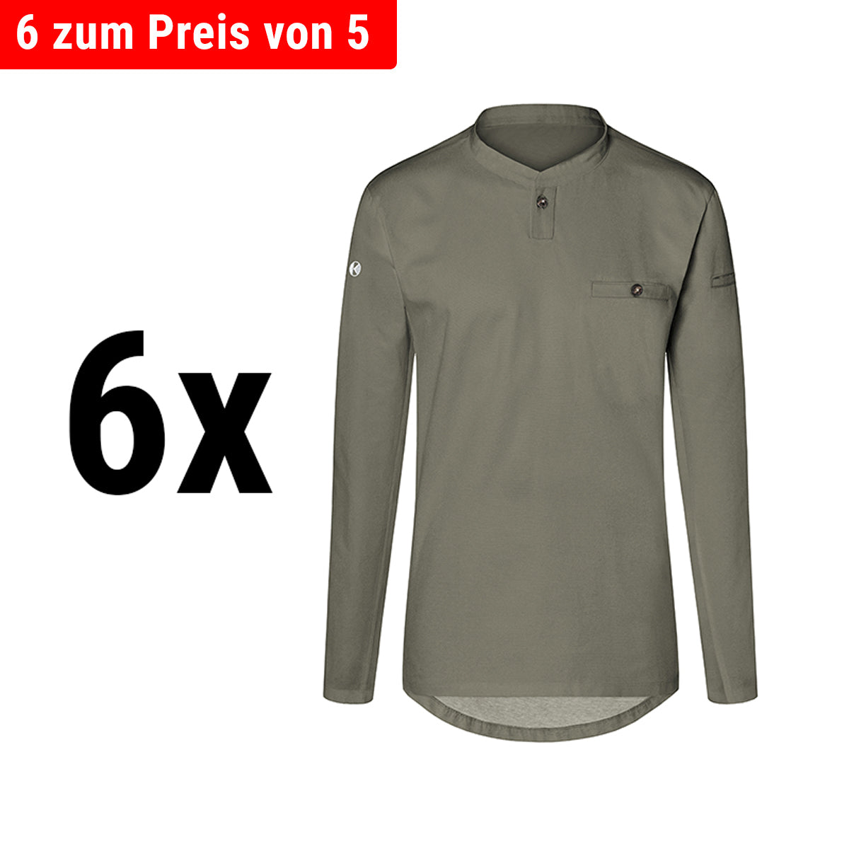 (6 stk) Karlowsky - Langærmet arbejdsskjorte til herrer Performance - Salvie - Størrelse: 3XL