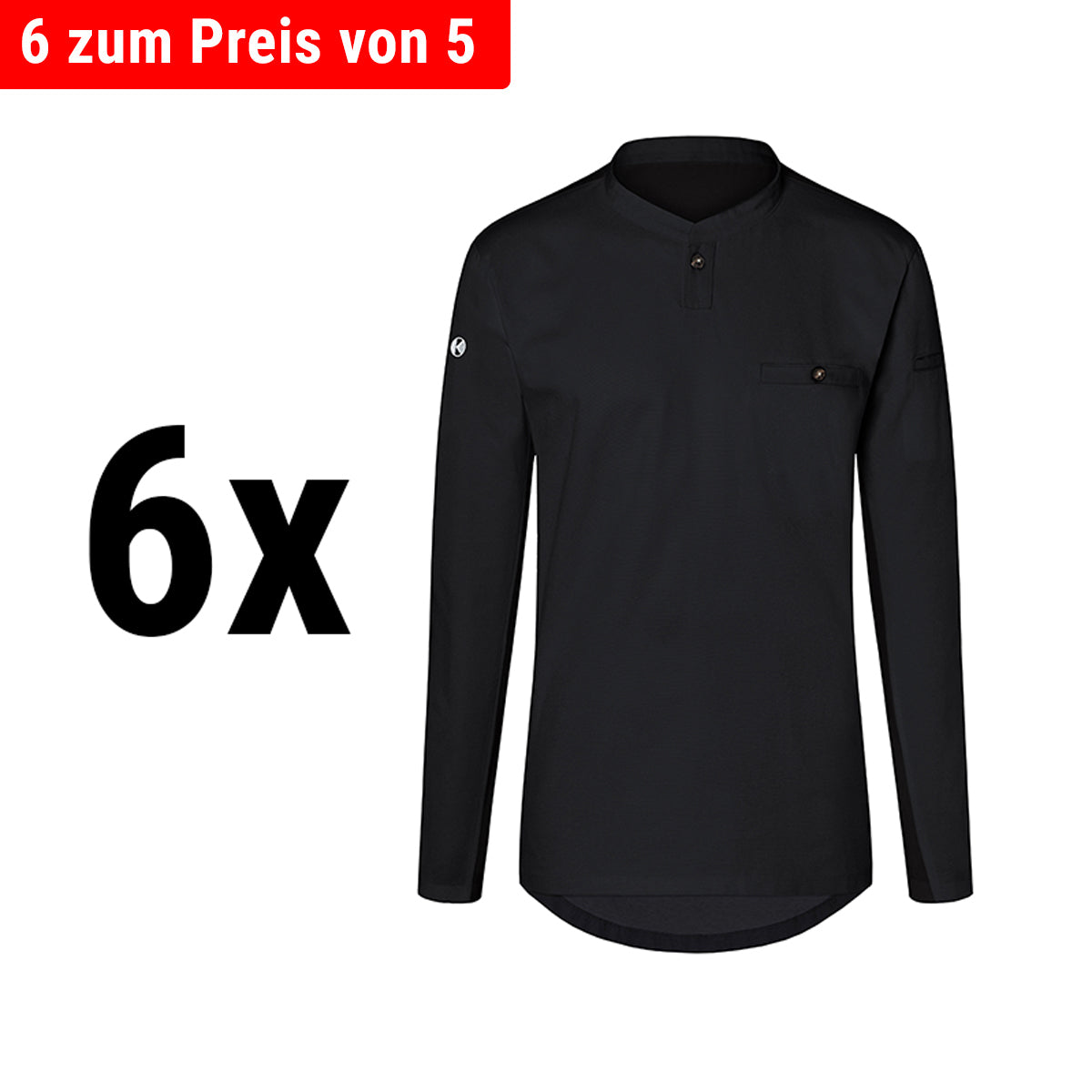 (6 stk) Karlowsky - Langærmet arbejdsskjorte til herrer Performance - Sort - Størrelse: 4XL