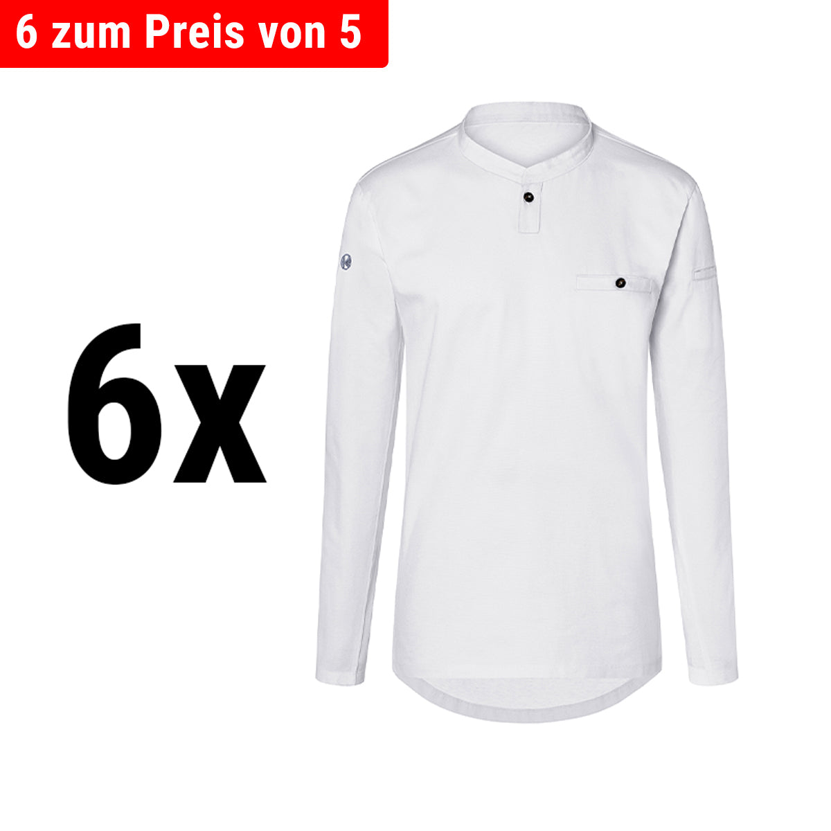 (6 stk) Karlowsky - Langærmet arbejdsskjorte til herrer Performance - Hvid - Størrelse: 5XL