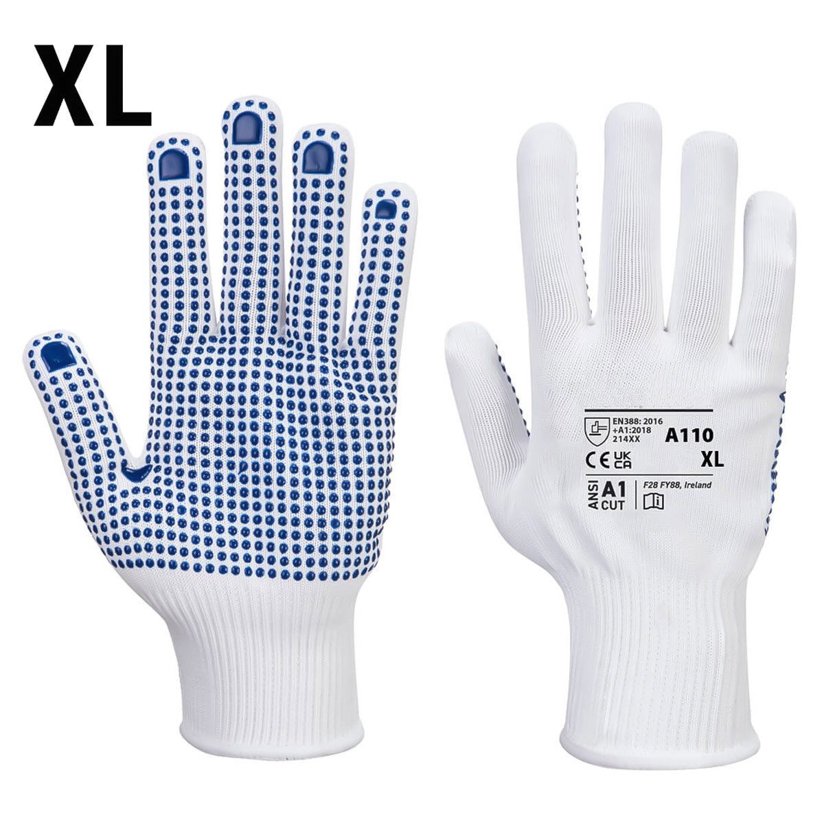 (10 par) PVC-nubhandsker - hvid/blå - størrelse: XL