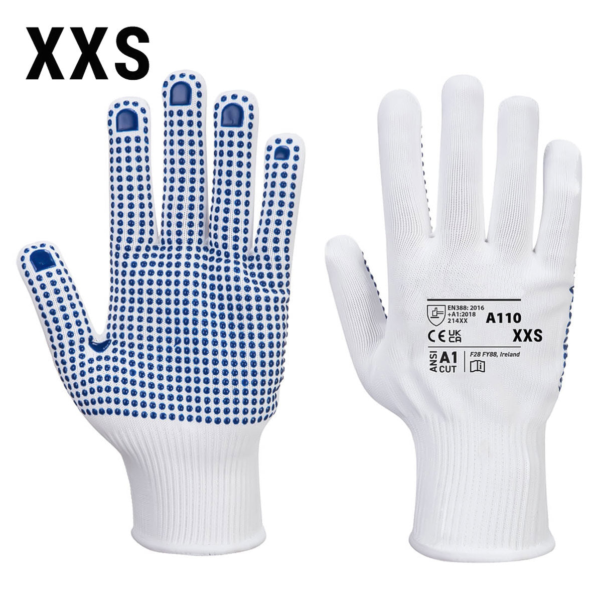 (10 par) PVC-nubhandsker - hvid/blå - størrelse: XXS