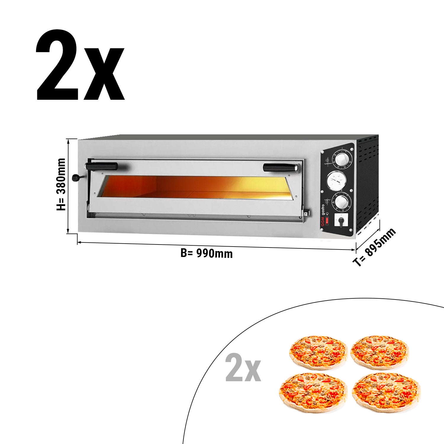 (2 stk.) Pizzaovn 4+4x 35 cm