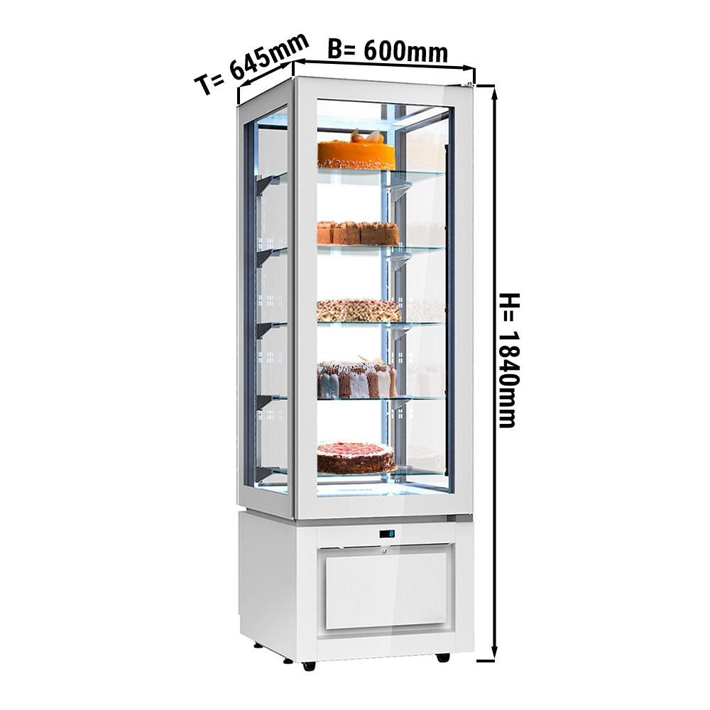 Panoramisk Kølemontre - 324 liter - med 5 Glashylder - Hvid