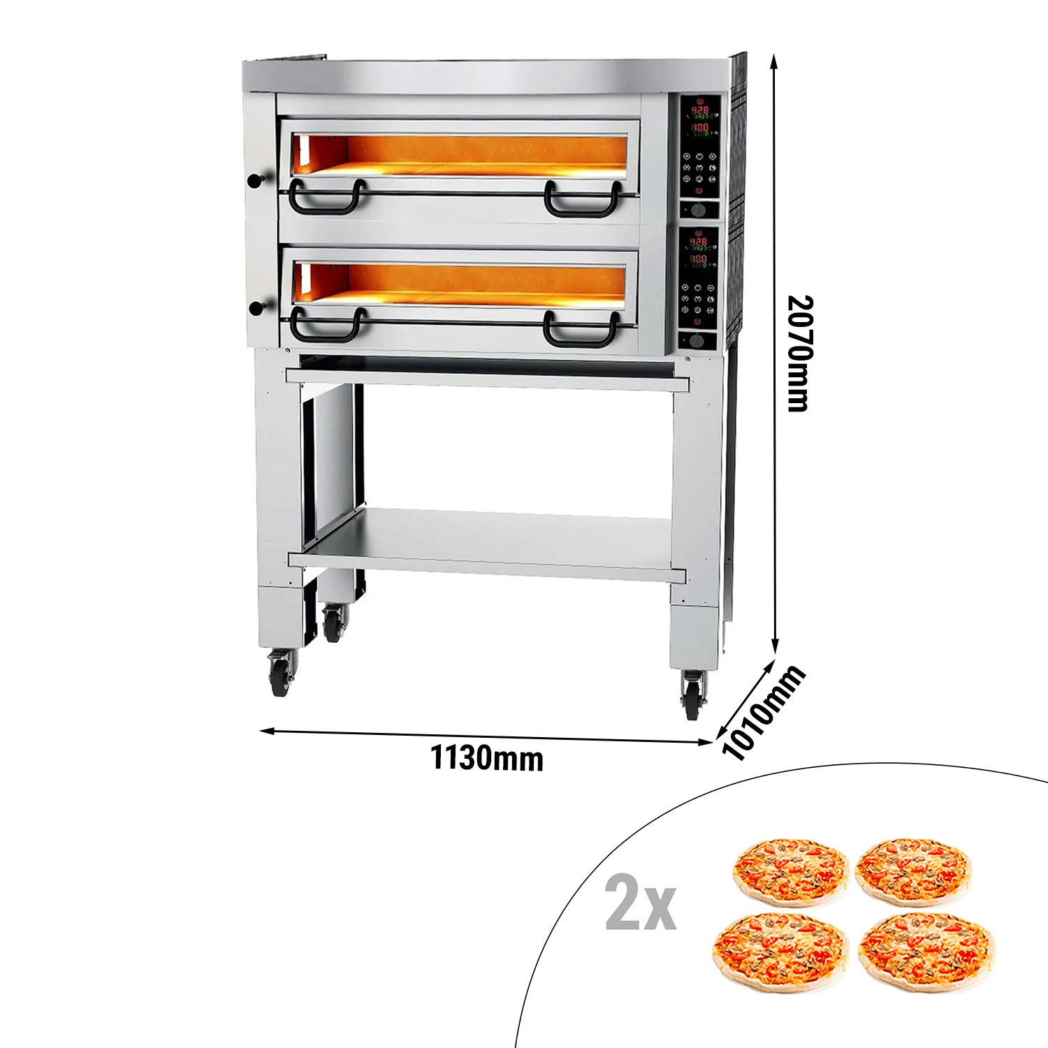 Elektrisk pizzaovn Power - 4+4 Ø 34 cm - inkl. Hætte, understel & hjulsæt