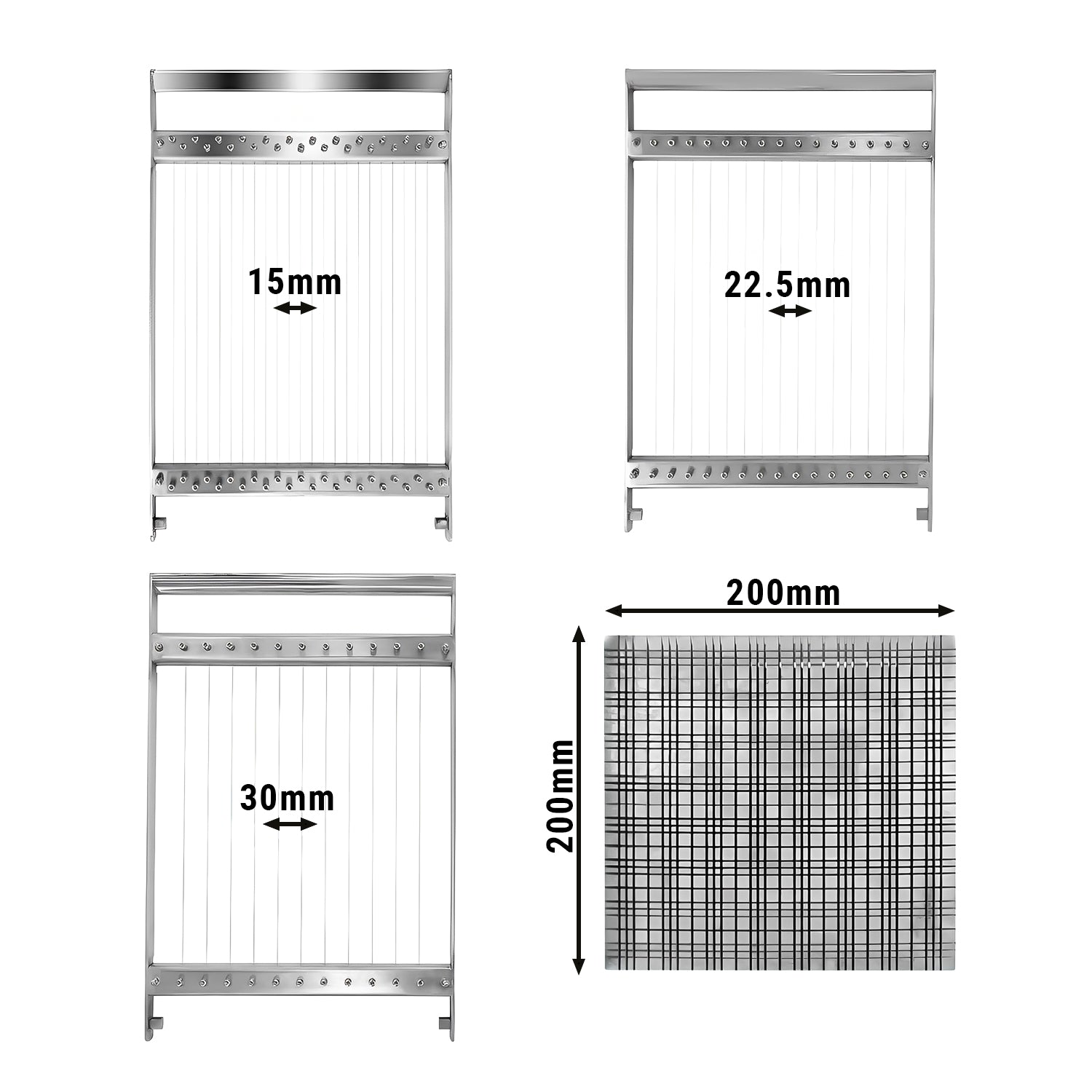 Pralineskærer - 15, 22,5 & 30 mm - dobbelt - inkl. 3 rammer