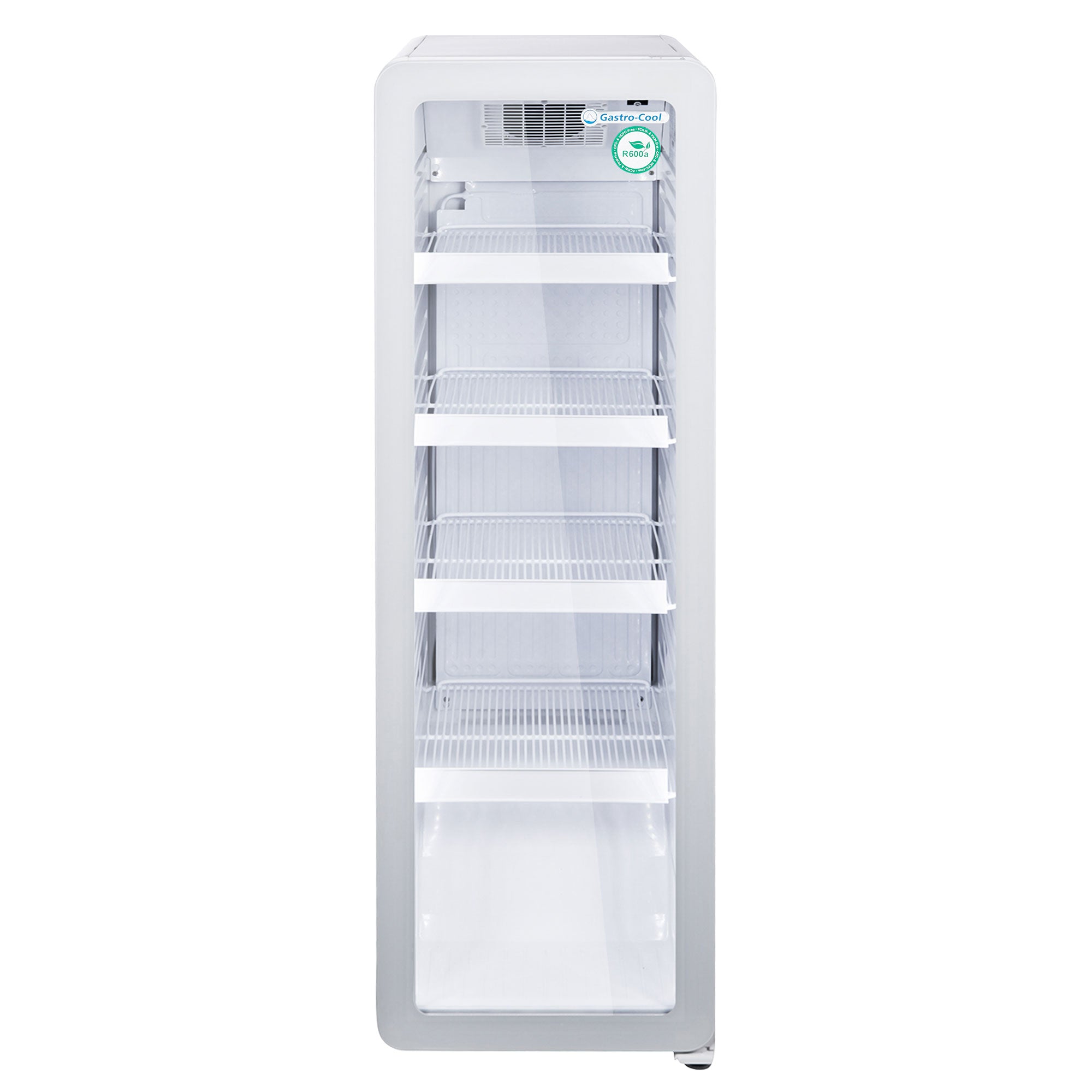 Retro køleskab med glasdør - smal - 135 liter - hvid