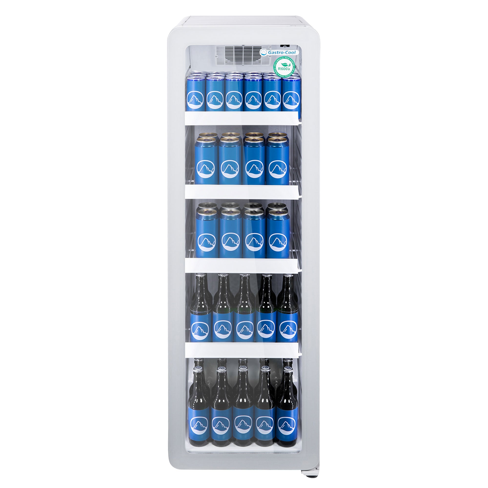 Retro køleskab med glasdør - smal - 135 liter - hvid