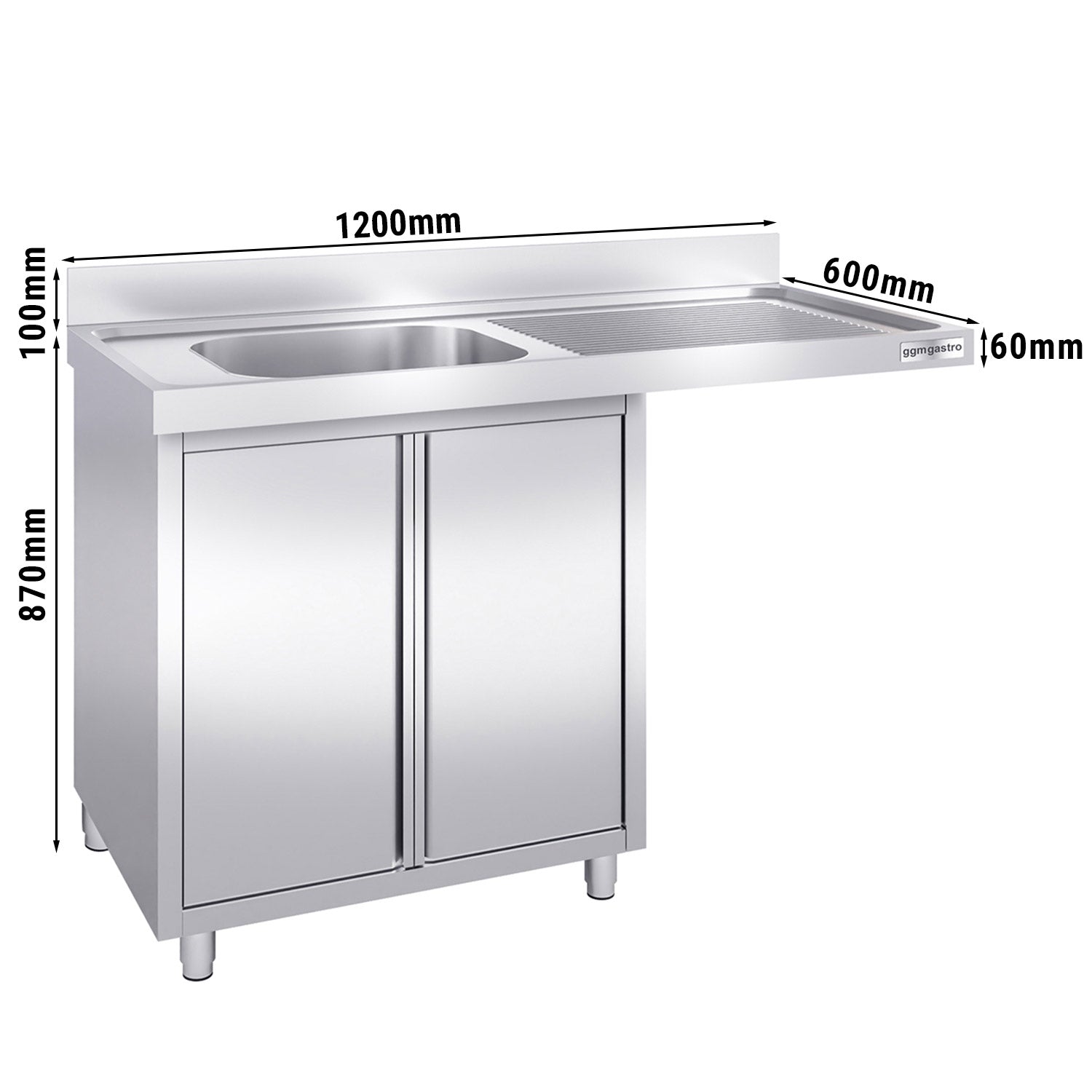 Vaskeskab med plads til opvaskemaskine 1,2m - 1 Vask til Venstre L 40 x B 50 x D 25 cm