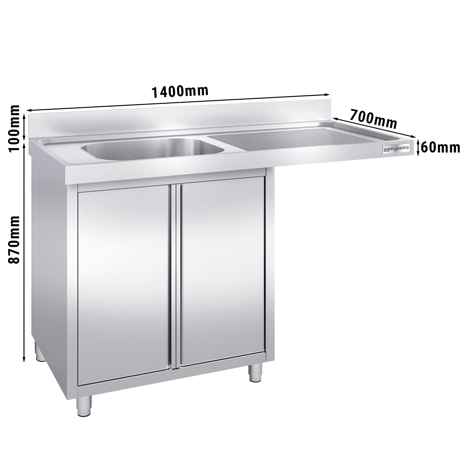 Vaskeskab med plads til opvaskemaskine 1,4m - 1 Vask til Venstre L 60 x B 50 x D 30 cm