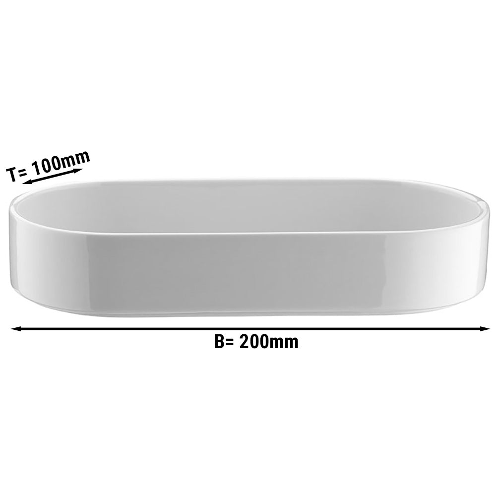 (24 stk.) PERA Hvid - skål / tallerken oval - 20 x 10 cm