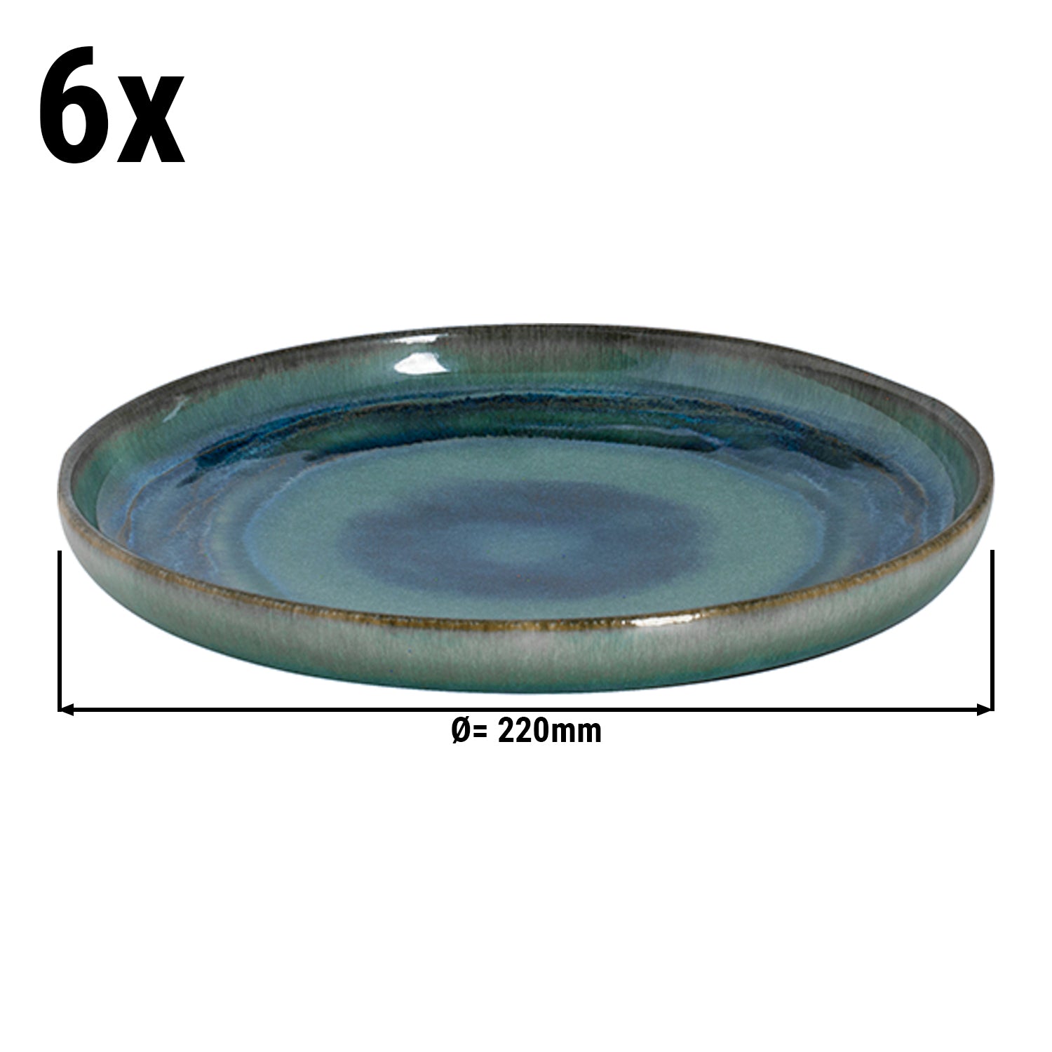 (6 stk.) MIAMI - Flad tallerken - Ø 22 cm - Grøn