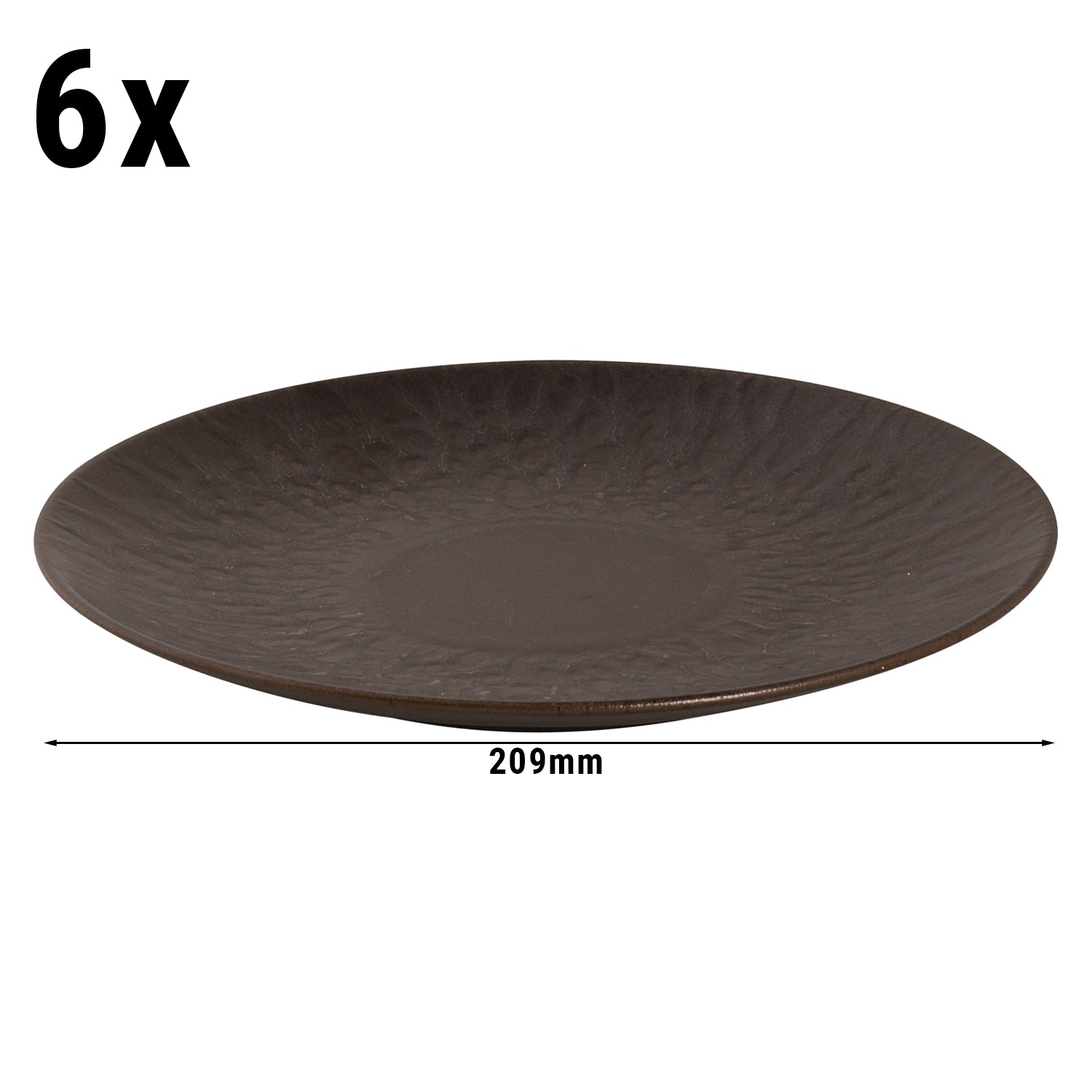 (6 stk.) Rust - Flad tallerken - Ø 21 cm - Brun