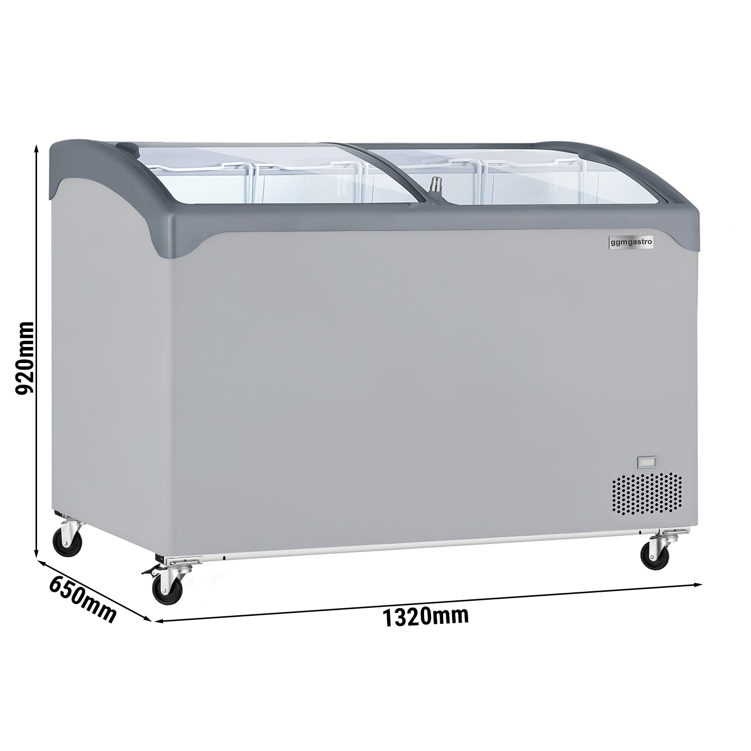 Kummefryser - 286 liter (nettoindhold) - GRÅ med glaslåg