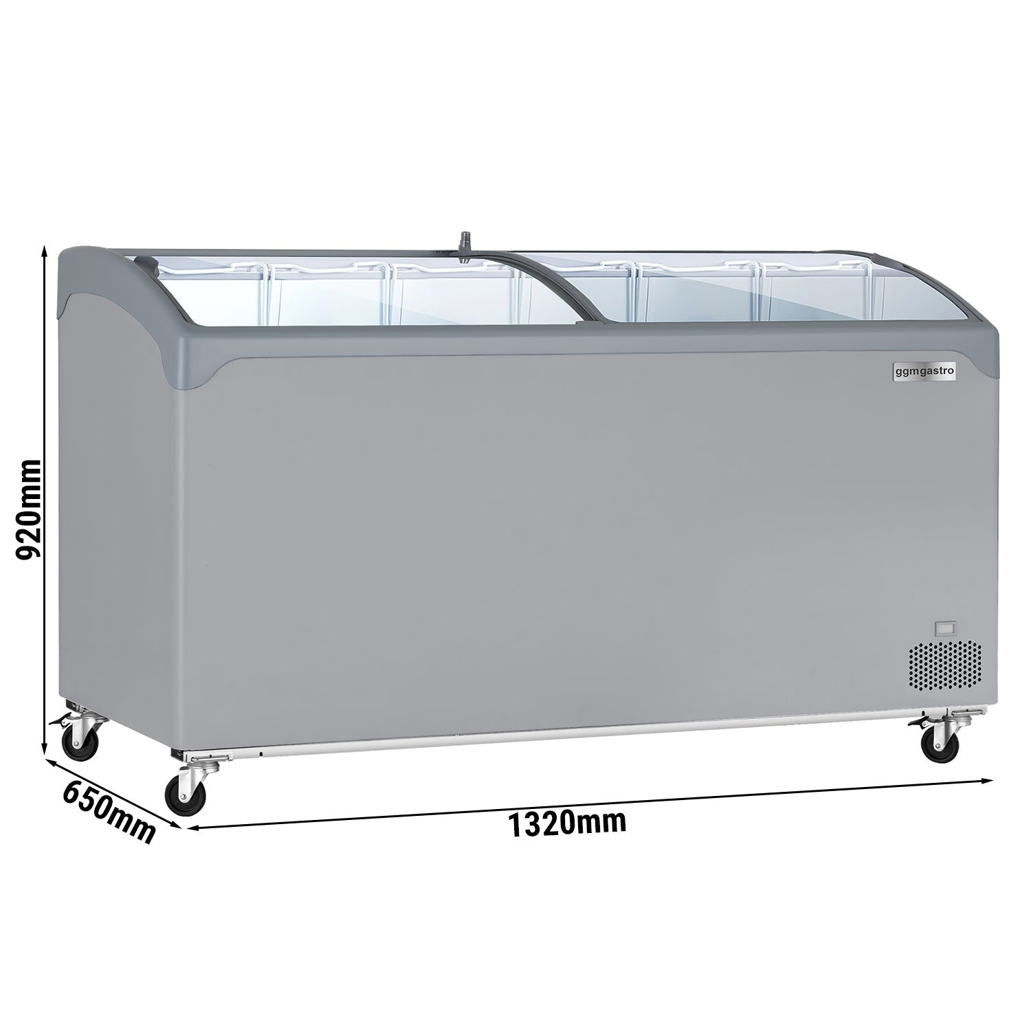 Kummefryser - 352 liter (nettoindhold) - GRÅ med glaslåg