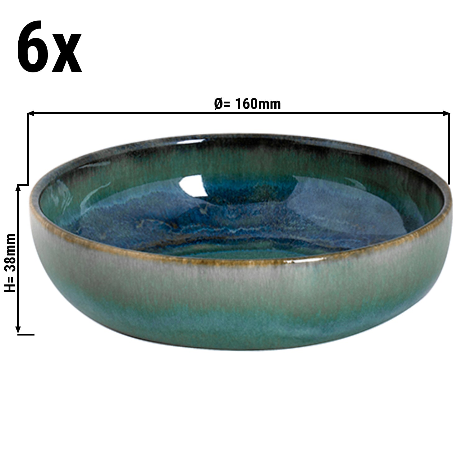 (6 stk.) MIAMI - Dyb tallerken - Ø 16 cm - Grøn