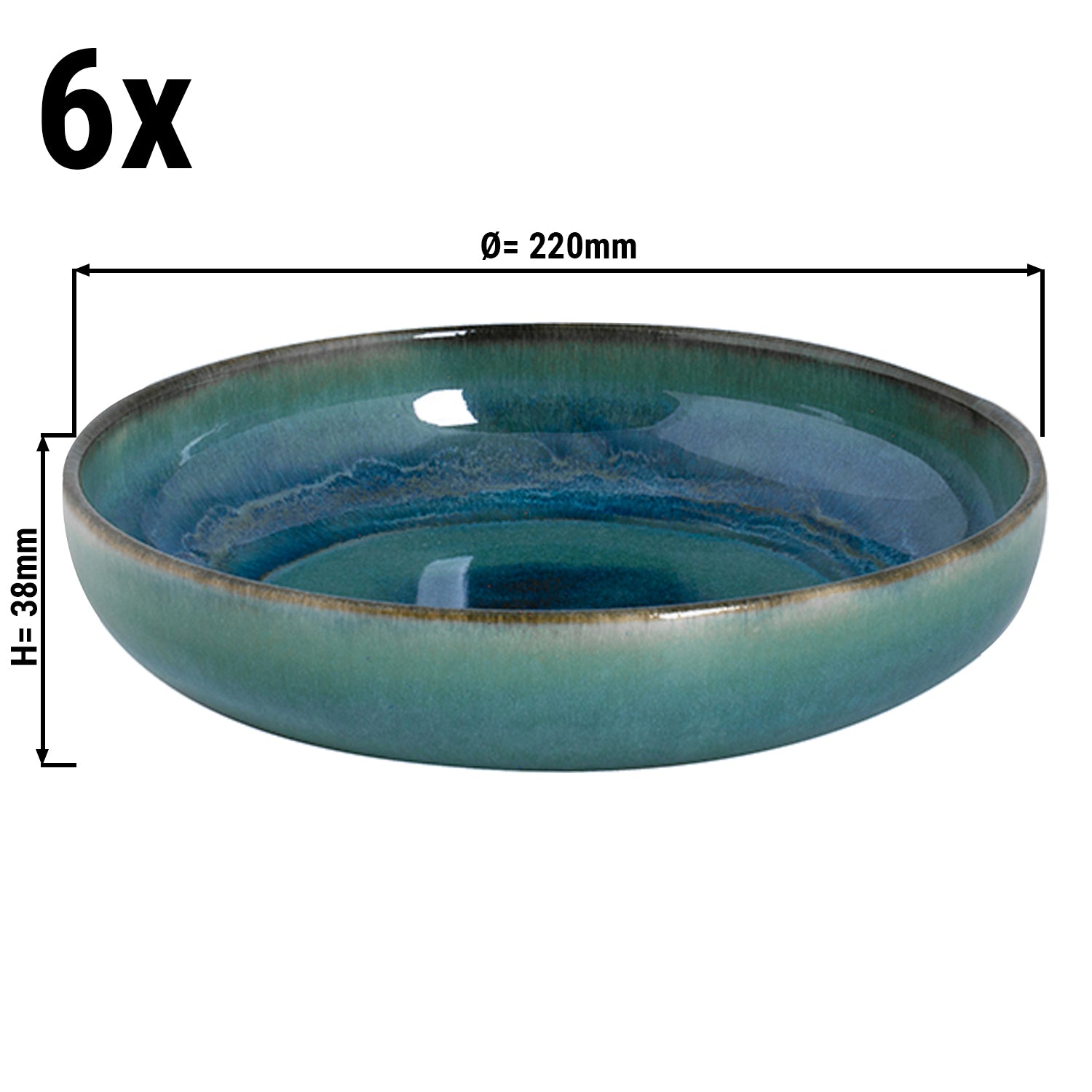(6 stk.) MIAMI - Dyb tallerken - Ø 22 cm - Grøn