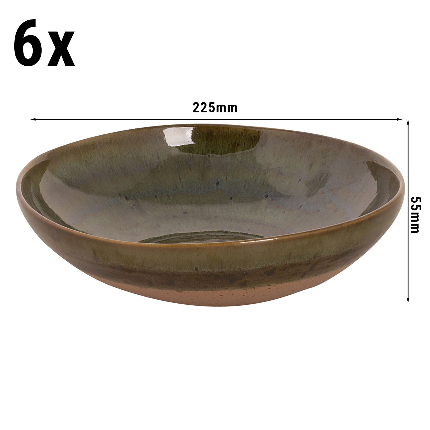 (6 stk.) WISTERIA - Dyb tallerken - Ø 22 cm - Grøn/Beige