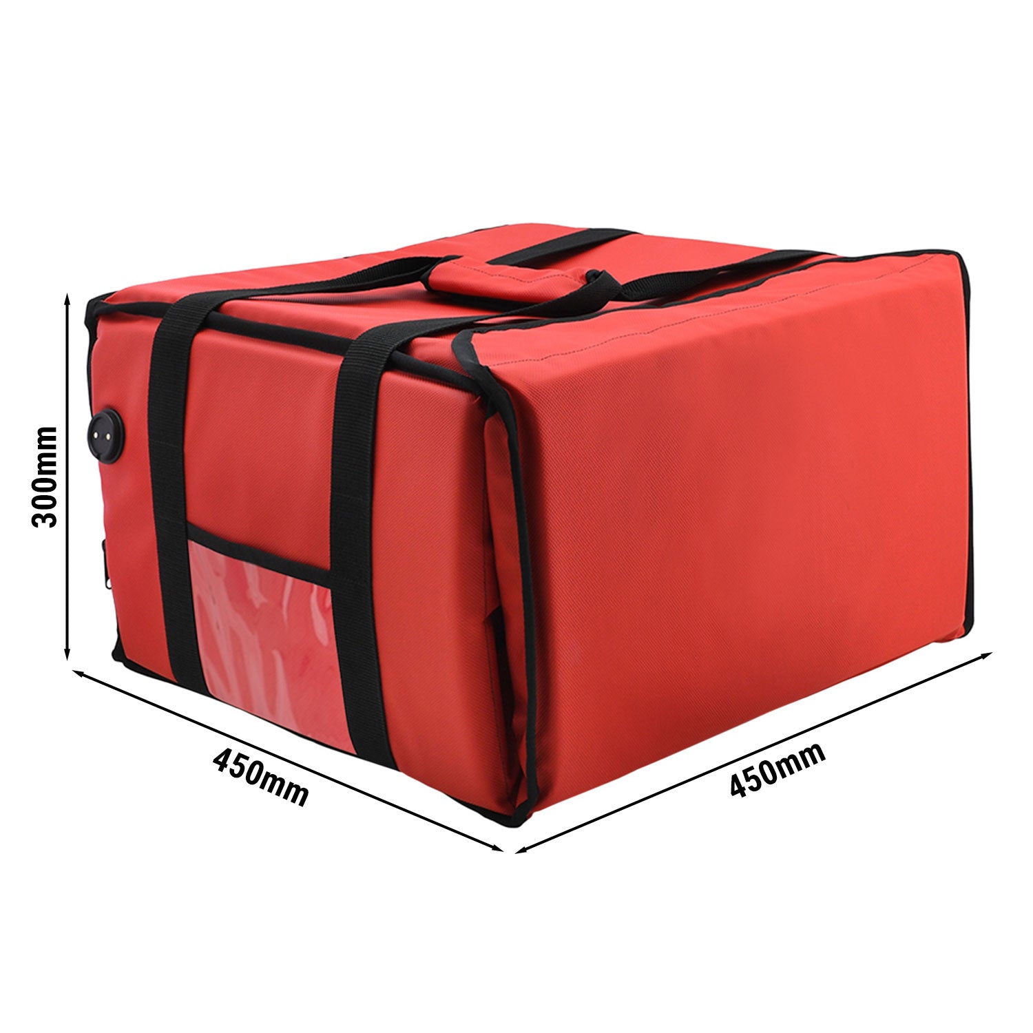 WarmBag/ Pizzabag PRO - 40 x 40 x 25 cm - elektrisk opvarmet - Rød
