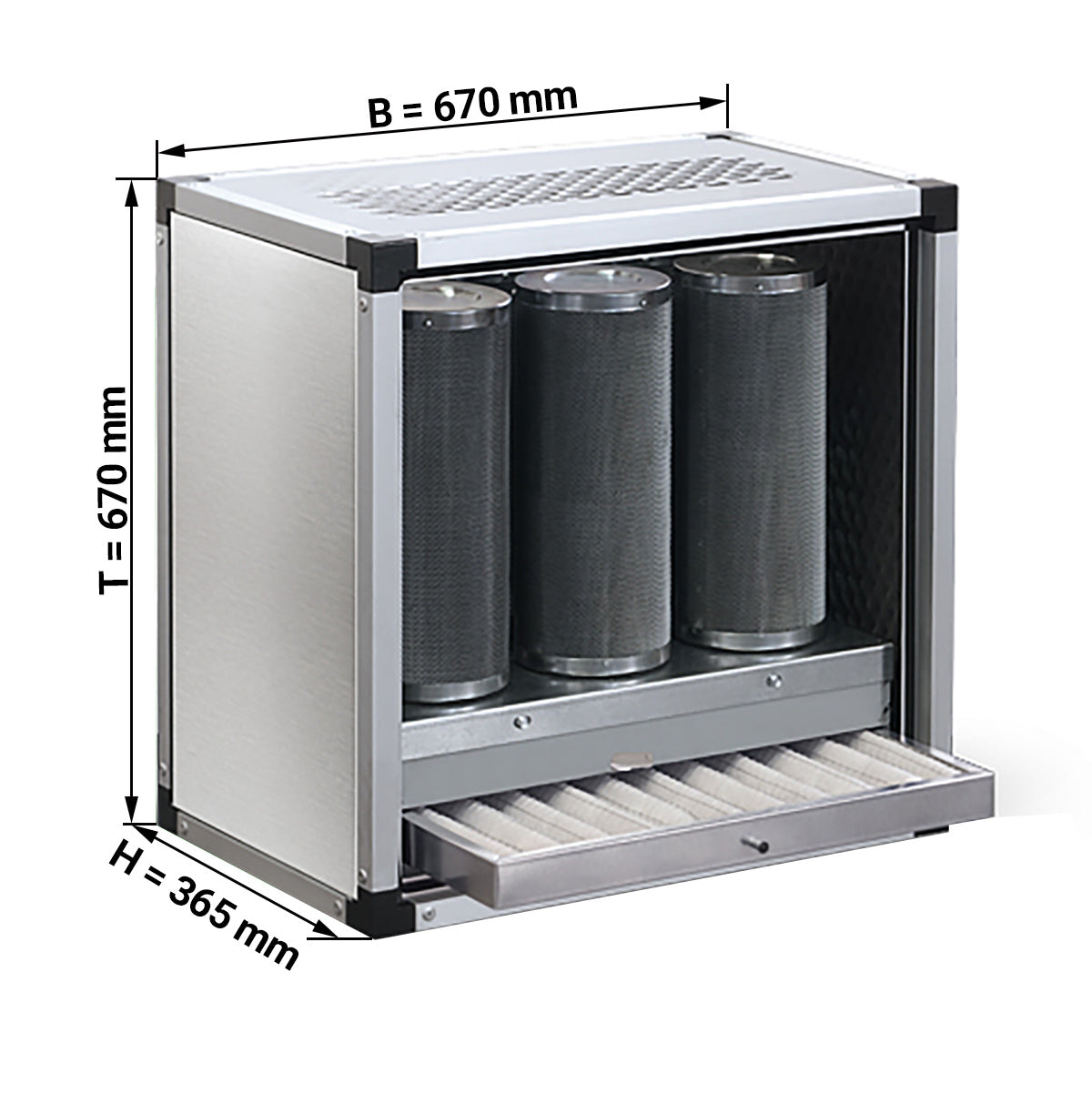 Ventilationsanlæg 1400 m³ - uden motor (med før & amp aktivt kul filter)