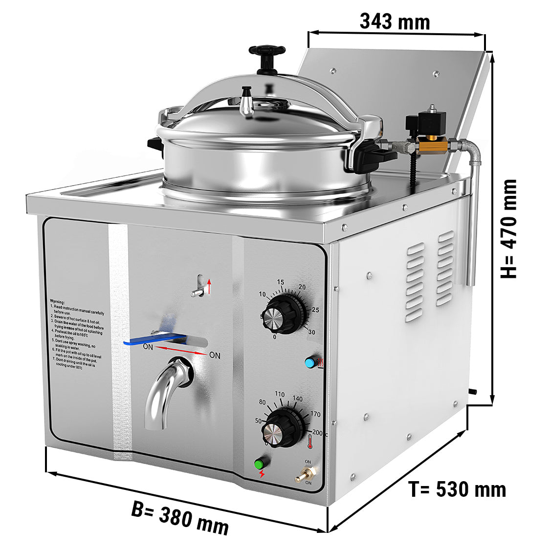 Elektrisk højtryks friture  - 15 Liter (3 kW)