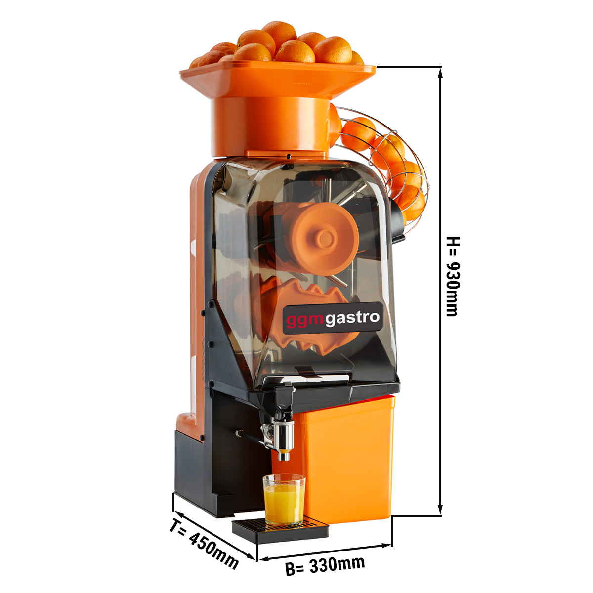 Elektrisk appelsinpresser - orange - Automatisk tilførsel - inklusive afløbshane og rengøring