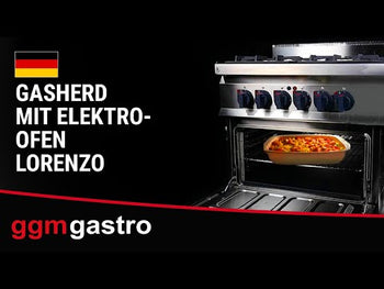 Gaskogebord 6 x Brænder (33,5 kW) inkl. elektrisk statisk ovn (7,5 kW)