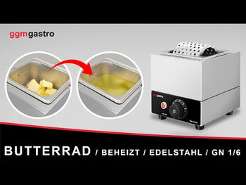 Smørhjul - opvarmet - rustfrit stål - 500 Watt - GN 1/6 - dybde 100mm