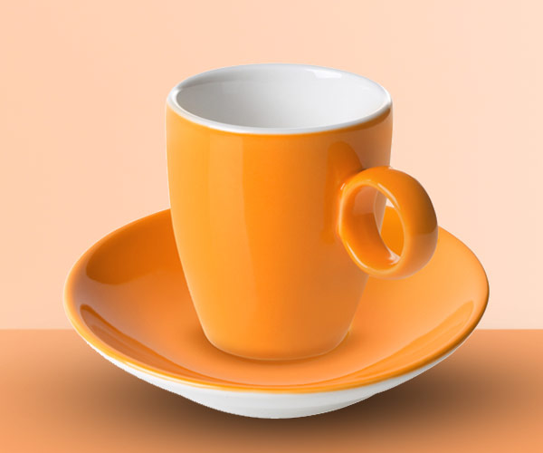 Kaffe og underkopper Orange