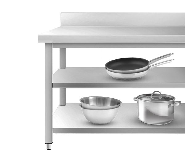 Arbejdsbord 700 med bund og mellemhylde og bagkant