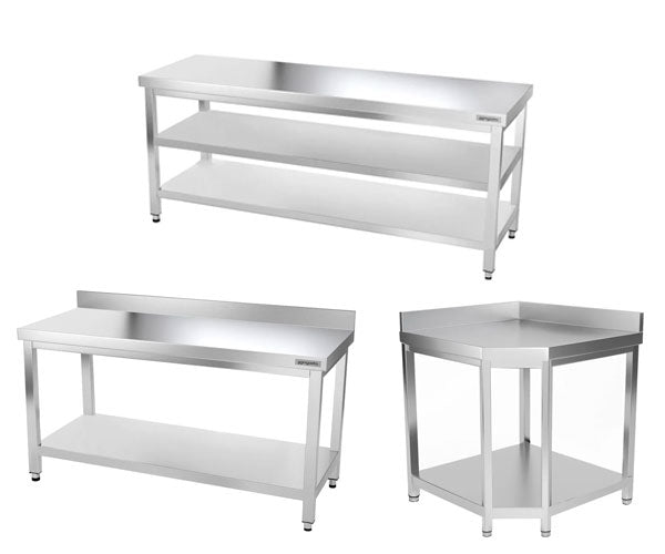 Arbejdsborde i rustfrit stål