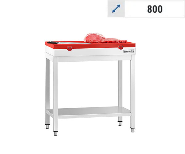 Arbejdsbord med skærebræt rød - 800 dyb