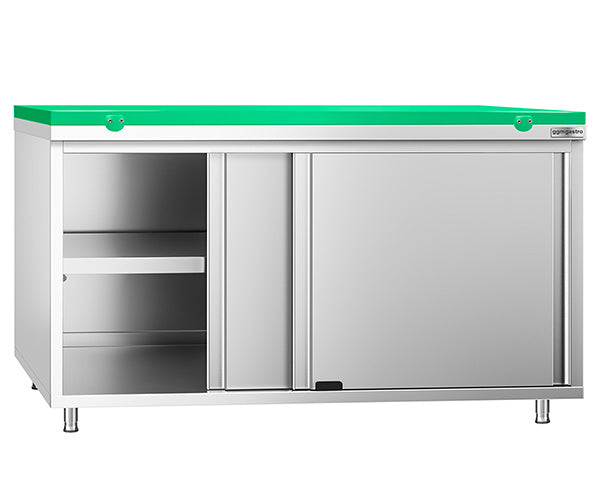 Arbejdsskab med grønt skærebræt 600 dyb