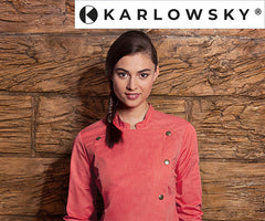 Karlowsky kokkejakke Jeans stil Vintage rød