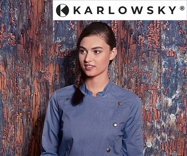 Karlowsky kokkejakke Jeans stil Vintage blå